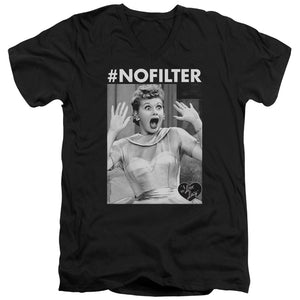 AN OFFCIALLY LICENSED I LOVE LUCY NO FILTER MEN'S V-NECK T-SHIRT BLACK
