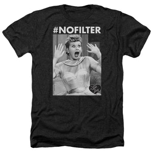 AN OFFCIALLY LICENSED I LOVE LUCY NO FILTER MEN'S HEATHER T-SHIRT CHARCOAL