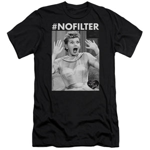 AN OFFCIALLY LICENSED I LOVE LUCY NO FILTER MEN'S PREMIUM SLIM FIT T-SHIRT BLACK