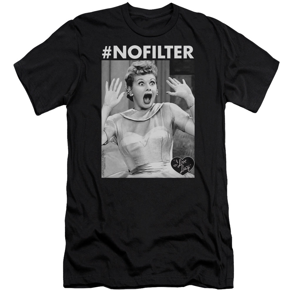 AN OFFCIALLY LICENSED I LOVE LUCY NO FILTER MEN'S PREMIUM SLIM FIT T-SHIRT BLACK