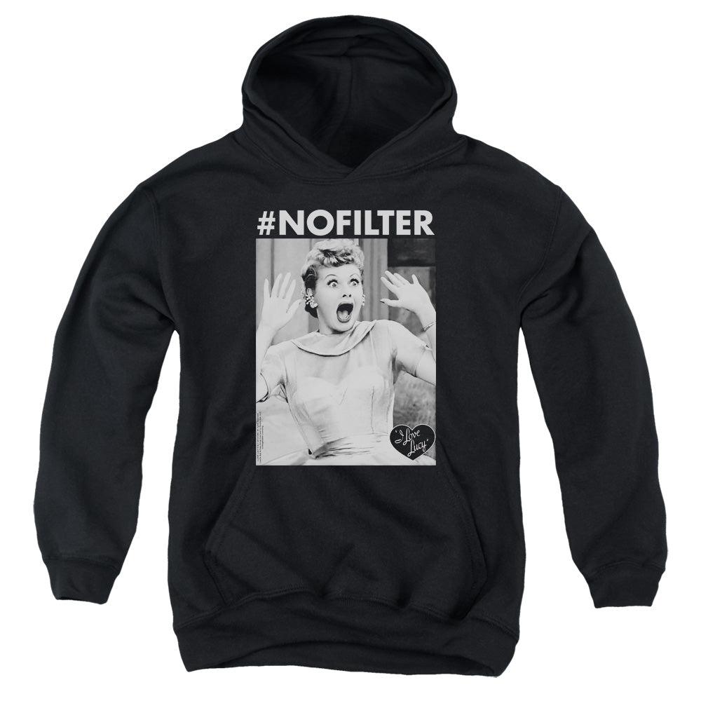 AN OFFCIALLY LICENSED I LOVE LUCY NO FILTER YOUTH HOODIE BLACK