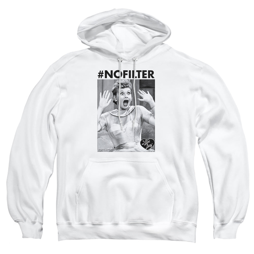 AN OFFCIALLY LICENSED I LOVE LUCY NO FILTER ADULT UNISEX PULLOVER HOODIE WHITE