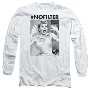 AN OFFCIALLY LICENSED I LOVE LUCY NO FILTER MEN'S LONG SLEEVE T-SHIRT WHITE