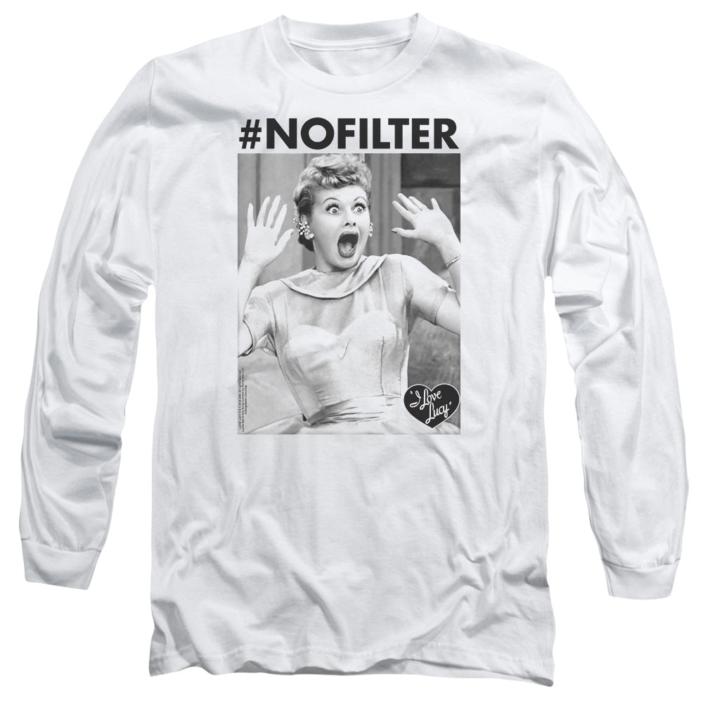 AN OFFCIALLY LICENSED I LOVE LUCY NO FILTER MEN'S LONG SLEEVE T-SHIRT WHITE