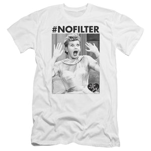 AN OFFCIALLY LICENSED I LOVE LUCY NO FILTER MEN'S PREMIUM SLIM FIT T-SHIRT WHITE