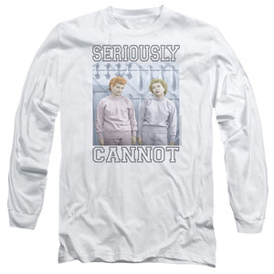 AN OFFCIALLY LICENSED I LOVE LUCY SERIOUSLY CANNOT MEN'S LONG SLEEVE T-SHIRT WHITE