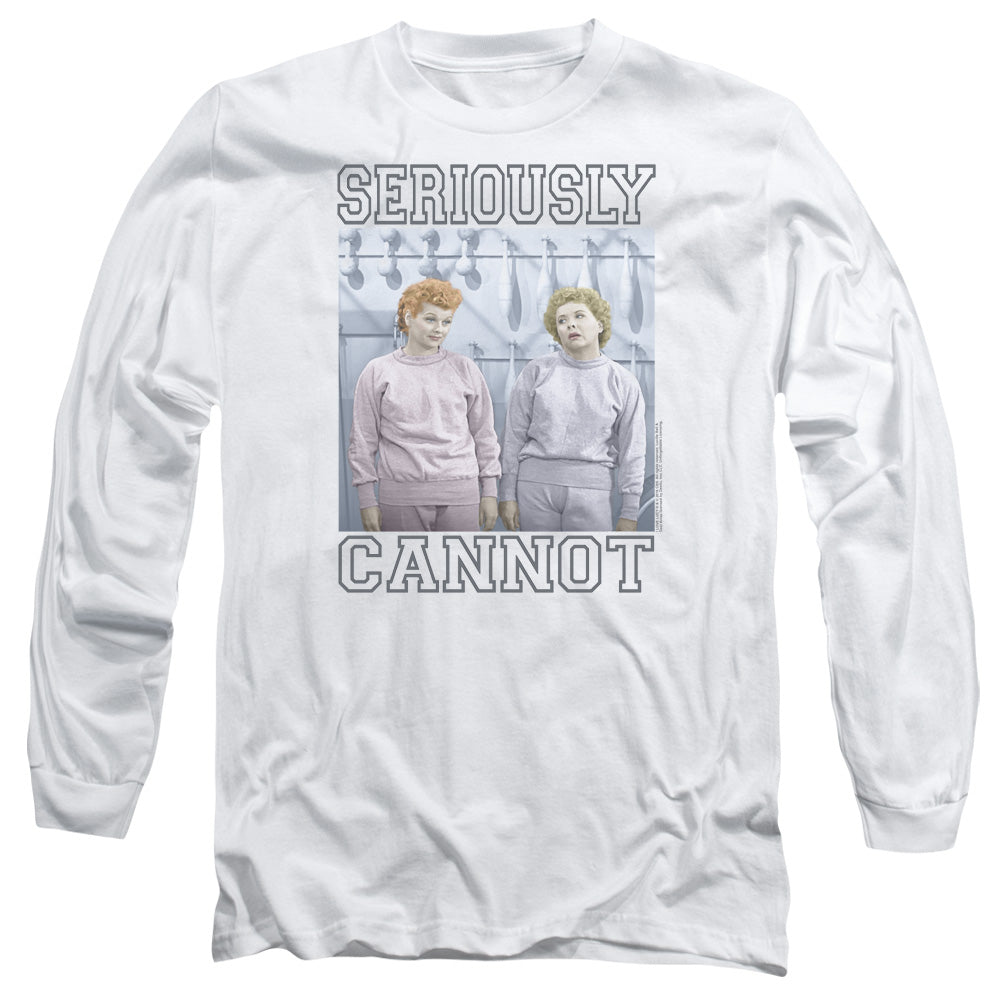 AN OFFCIALLY LICENSED I LOVE LUCY SERIOUSLY CANNOT MEN'S LONG SLEEVE T-SHIRT WHITE