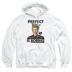 AN OFFCIALLY LICENSED I LOVE LUCY PERFECT IS BORING ADULT UNISEX PULLOVER HOODIE WHITE