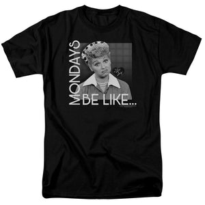 AN OFFCIALLY LICENSED I LOVE LUCY MONDAYS BE LIKE MEN'S REGULAR FIT T-SHIRT BLACK