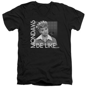 AN OFFCIALLY LICENSED I LOVE LUCY MONDAYS BE LIKE MEN'S V-NECK T-SHIRT BLACK