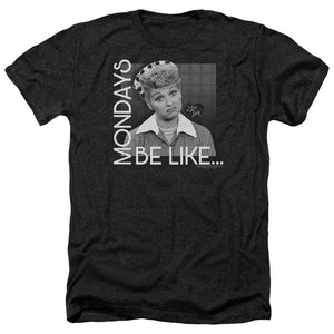 AN OFFCIALLY LICENSED I LOVE LUCY MONDAYS BE LIKE MEN'S HEATHER T-SHIRT CHARCOAL