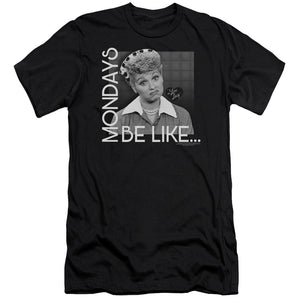 AN OFFCIALLY LICENSED I LOVE LUCY MONDAYS BE LIKE MEN'S PREMIUM SLIM FIT T-SHIRT BLACK