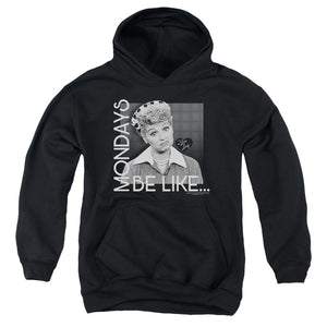 AN OFFCIALLY LICENSED I LOVE LUCY MONDAYS BE LIKE YOUTH HOODIE BLACK
