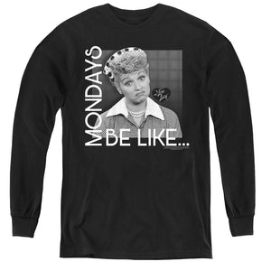 AN OFFCIALLY LICENSED I LOVE LUCY MONDAYS BE LIKE YOUTH LONG SLEEVE T-SHIRT BLACK