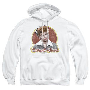 AN OFFCIALLY LICENSED I LOVE LUCY CURRENT MOOD ADULT UNISEX PULLOVER HOODIE WHITE