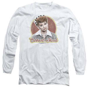 AN OFFCIALLY LICENSED I LOVE LUCY CURRENT MOOD MEN'S LONG SLEEVE T-SHIRT WHITE