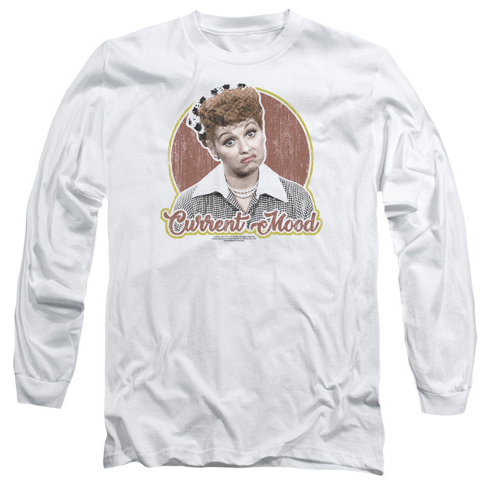 AN OFFCIALLY LICENSED I LOVE LUCY CURRENT MOOD MEN'S LONG SLEEVE T-SHIRT WHITE