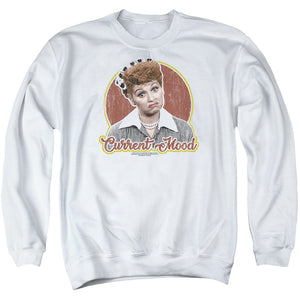 AN OFFCIALLY LICENSED I LOVE LUCY CURRENT MOOD ADULT UNISEX CREWNECK SWEATSHIRT WHITE