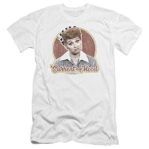 AN OFFCIALLY LICENSED I LOVE LUCY CURRENT MOOD MEN'S PREMIUM SLIM FIT T-SHIRT WHITE