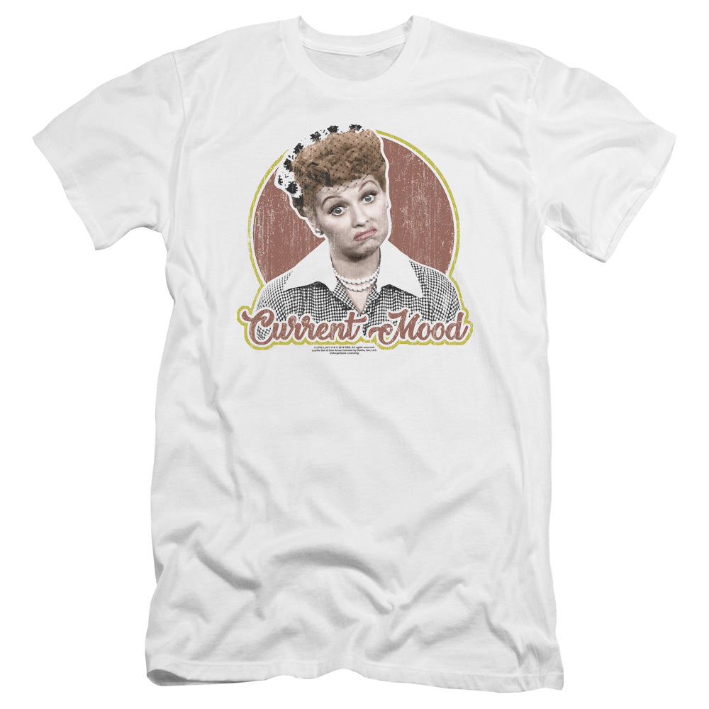 AN OFFCIALLY LICENSED I LOVE LUCY CURRENT MOOD MEN'S PREMIUM SLIM FIT T-SHIRT WHITE