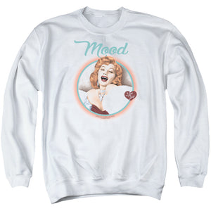 AN OFFCIALLY LICENSED I LOVE LUCY MOOD ADULT UNISEX CREWNECK SWEATSHIRT WHITE