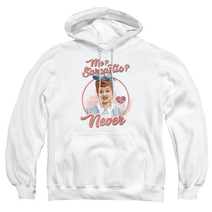 AN OFFCIALLY LICENSED I LOVE LUCY SARCASTIC ADULT UNISEX PULLOVER HOODIE WHITE