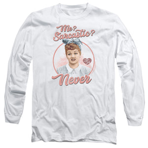 AN OFFCIALLY LICENSED I LOVE LUCY SARCASTIC MEN'S LONG SLEEVE T-SHIRT WHITE