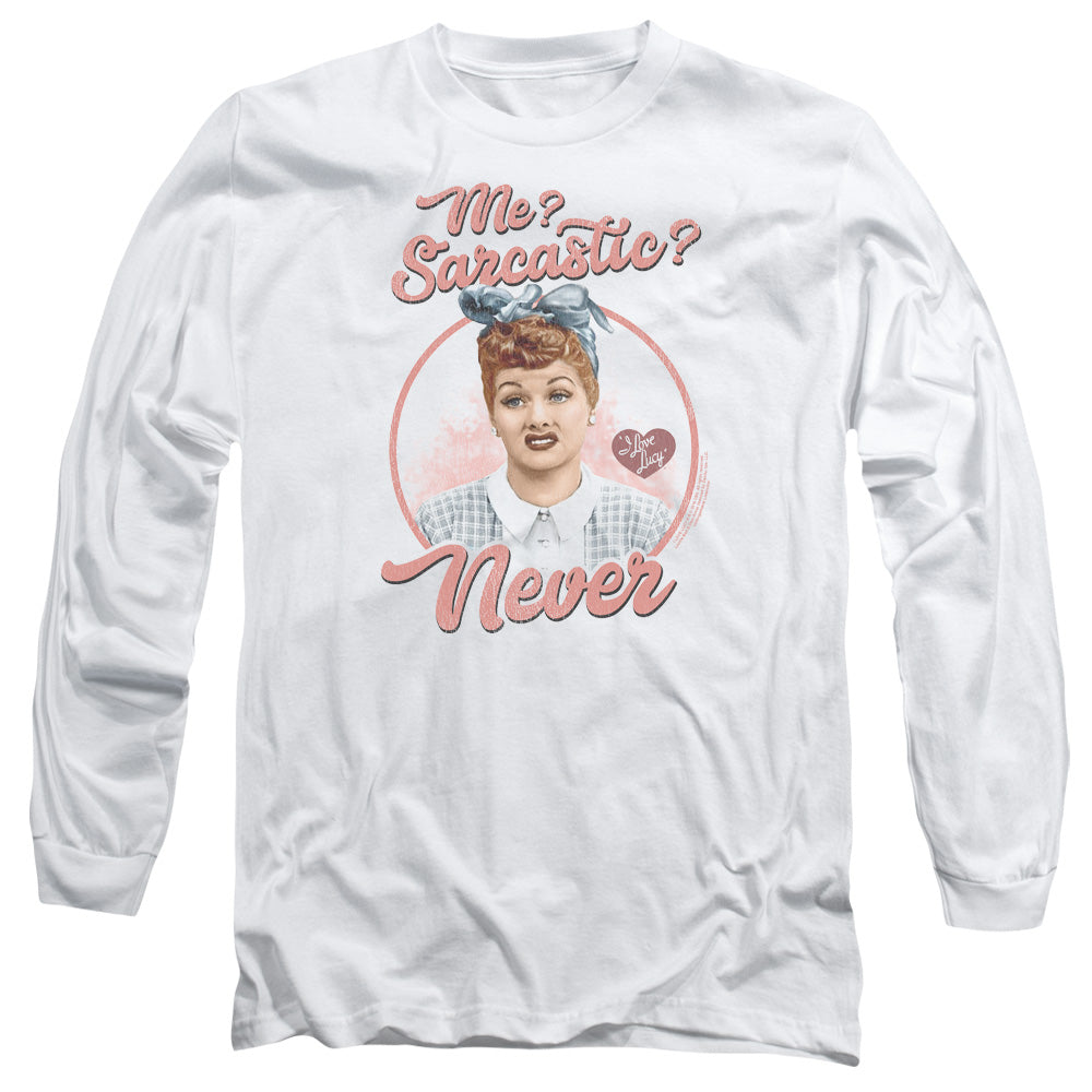 AN OFFCIALLY LICENSED I LOVE LUCY SARCASTIC MEN'S LONG SLEEVE T-SHIRT WHITE