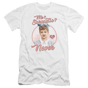 AN OFFCIALLY LICENSED I LOVE LUCY SARCASTIC MEN'S PREMIUM SLIM FIT T-SHIRT WHITE