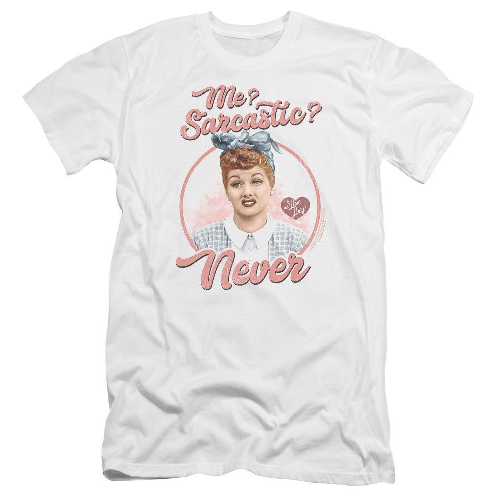 AN OFFCIALLY LICENSED I LOVE LUCY SARCASTIC MEN'S PREMIUM SLIM FIT T-SHIRT WHITE