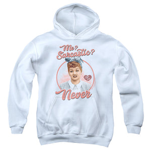AN OFFCIALLY LICENSED I LOVE LUCY SARCASTIC YOUTH HOODIE WHITE