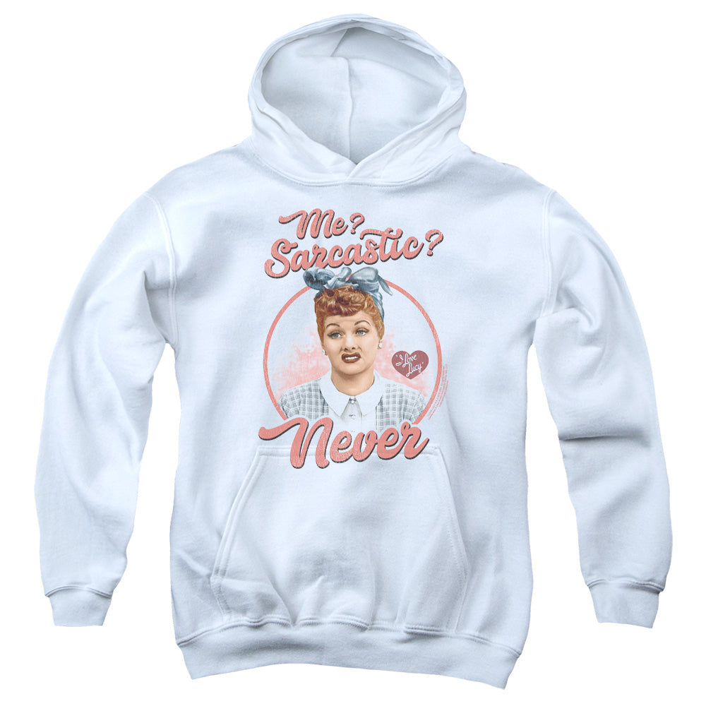 AN OFFCIALLY LICENSED I LOVE LUCY SARCASTIC YOUTH HOODIE WHITE