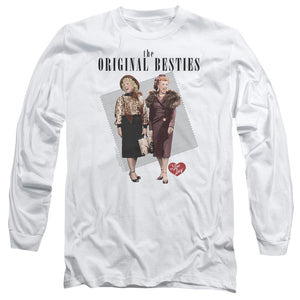 AN OFFCIALLY LICENSED I LOVE LUCY ORIGINAL BESTIE MEN'S LONG SLEEVE T-SHIRT WHITE