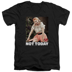 AN OFFCIALLY LICENSED I LOVE LUCY NOT TODAY MEN'S V-NECK T-SHIRT BLACK