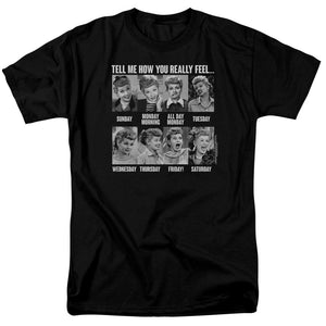 AN OFFCIALLY LICENSED I LOVE LUCY 8 DAYS A WEEK MEN'S REGULAR FIT T-SHIRT BLACK