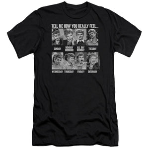 AN OFFCIALLY LICENSED I LOVE LUCY 8 DAYS A WEEK MEN'S PREMIUM SLIM FIT T-SHIRT BLACK