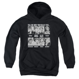 AN OFFCIALLY LICENSED I LOVE LUCY 8 DAYS A WEEK YOUTH HOODIE BLACK