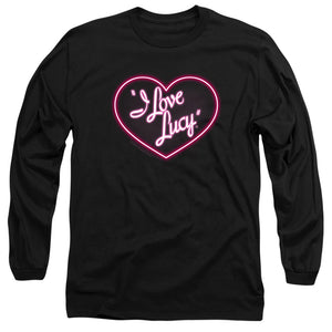 AN OFFCIALLY LICENSED I LOVE LUCY NEON LOGO MEN'S LONG SLEEVE T-SHIRT BLACK