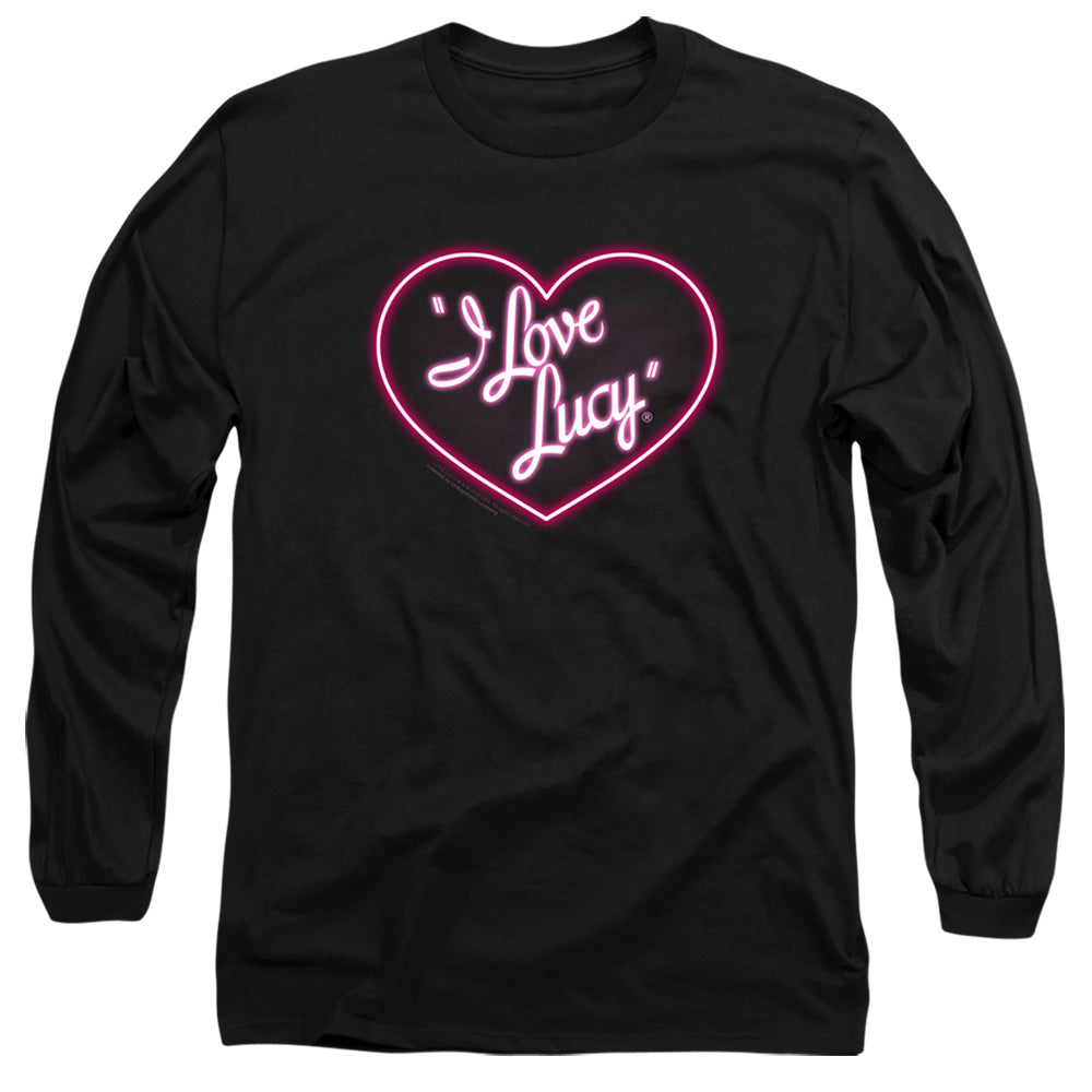 AN OFFCIALLY LICENSED I LOVE LUCY NEON LOGO MEN'S LONG SLEEVE T-SHIRT BLACK