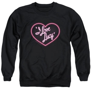 AN OFFCIALLY LICENSED I LOVE LUCY NEON LOGO ADULT UNISEX CREWNECK SWEATSHIRT BLACK