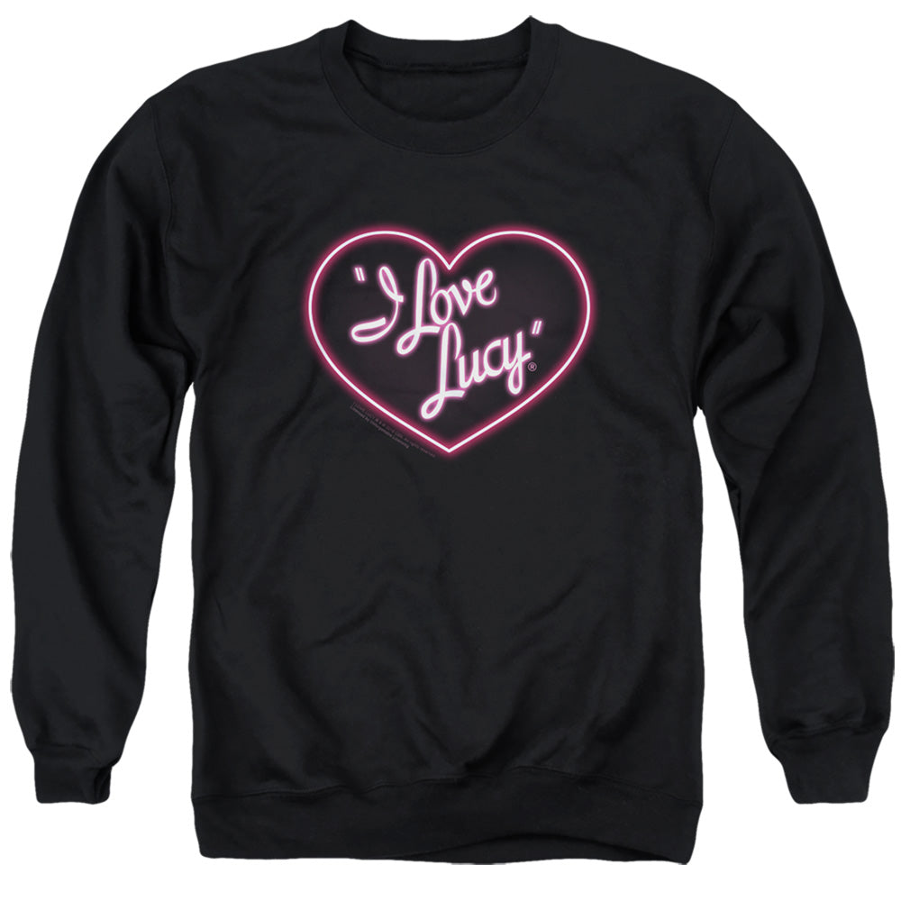AN OFFCIALLY LICENSED I LOVE LUCY NEON LOGO ADULT UNISEX CREWNECK SWEATSHIRT BLACK