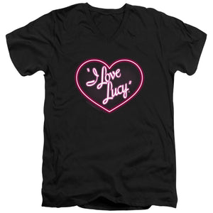 AN OFFCIALLY LICENSED I LOVE LUCY NEON LOGO MEN'S V-NECK T-SHIRT BLACK