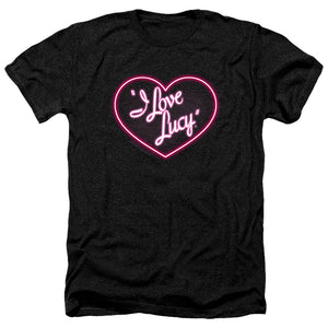 AN OFFCIALLY LICENSED I LOVE LUCY NEON LOGO MEN'S HEATHER T-SHIRT CHARCOAL