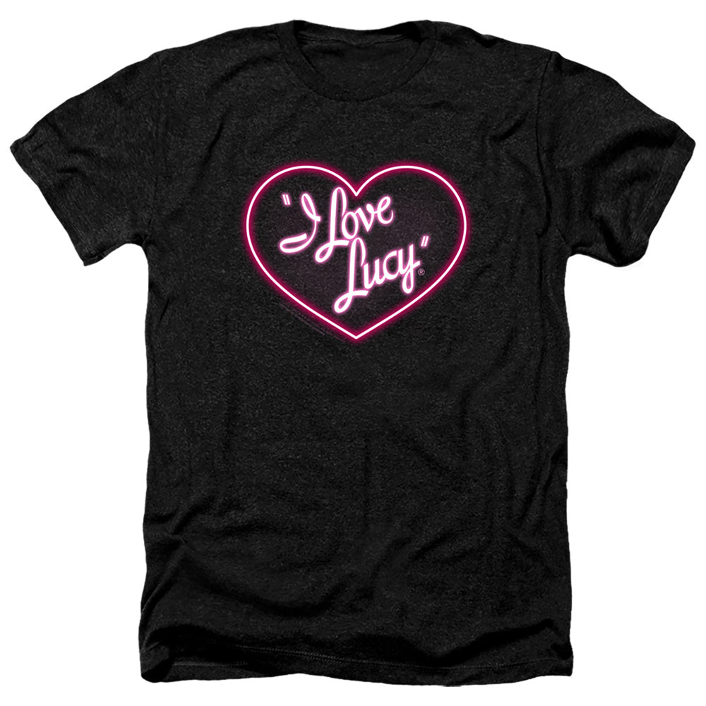 AN OFFCIALLY LICENSED I LOVE LUCY NEON LOGO MEN'S HEATHER T-SHIRT CHARCOAL