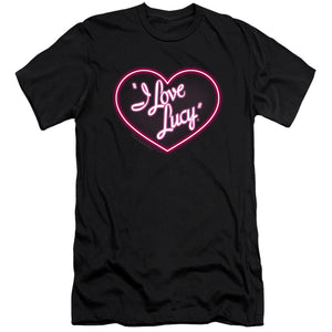 AN OFFCIALLY LICENSED I LOVE LUCY NEON LOGO MEN'S PREMIUM SLIM FIT T-SHIRT BLACK