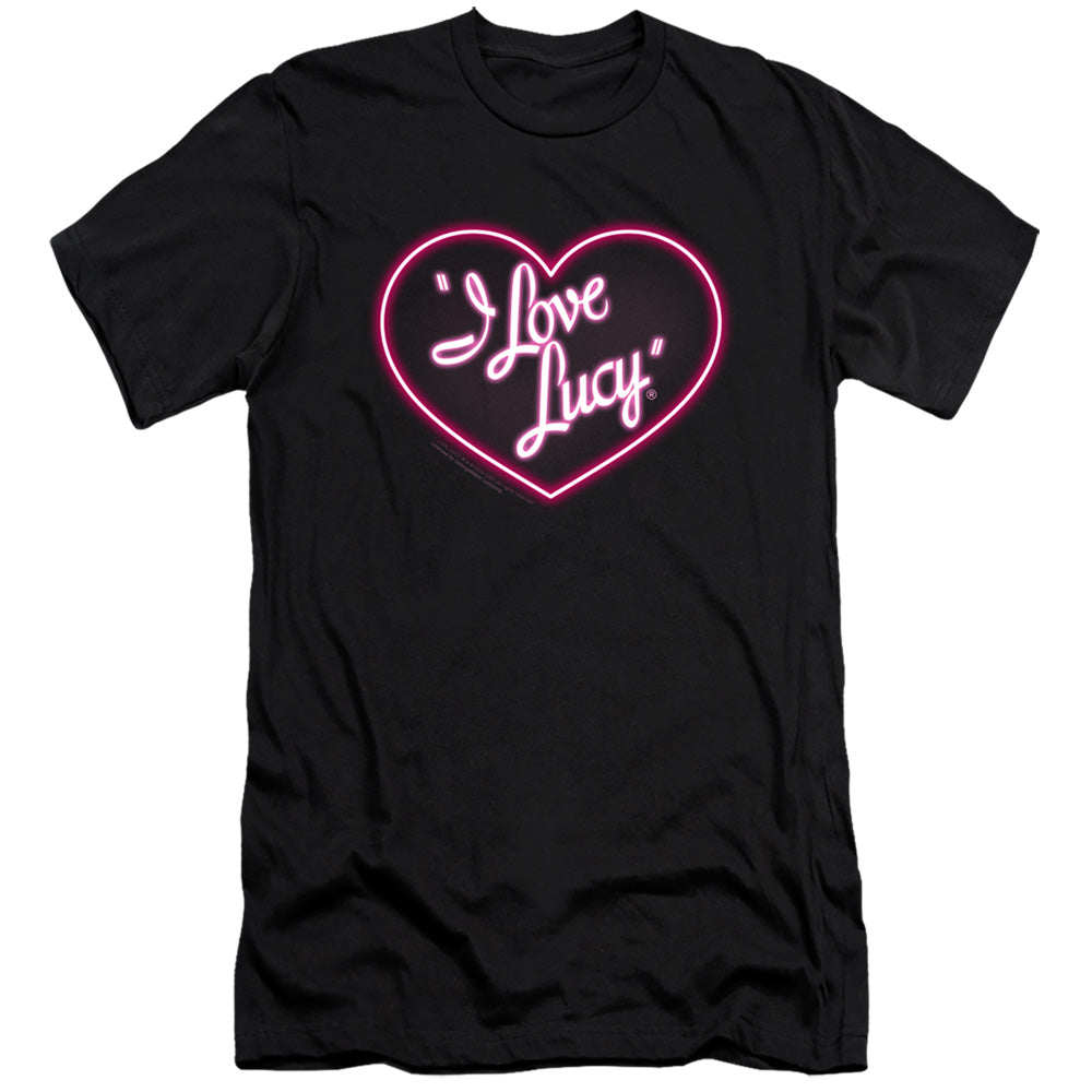AN OFFCIALLY LICENSED I LOVE LUCY NEON LOGO MEN'S PREMIUM SLIM FIT T-SHIRT BLACK