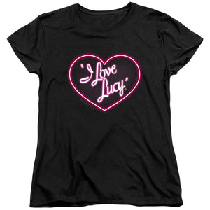 AN OFFCIALLY LICENSED I LOVE LUCY NEON LOGO WOMEN'S REGULAR FIT T-SHIRT BLACK