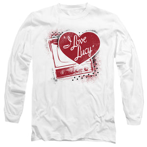 AN OFFCIALLY LICENSED I LOVE LUCY SPRAY PAINT HEART MEN'S LONG SLEEVE T-SHIRT WHITE