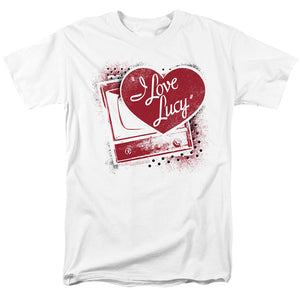 AN OFFCIALLY LICENSED I LOVE LUCY SPRAY PAINT HEART MEN'S REGULAR FIT T-SHIRT WHITE