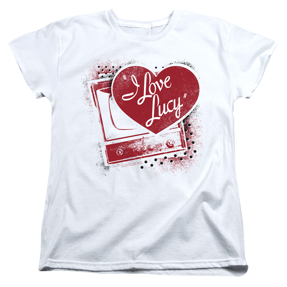 AN OFFCIALLY LICENSED I LOVE LUCY SPRAY PAINT HEART WOMEN'S REGULAR FIT T-SHIRT WHITE